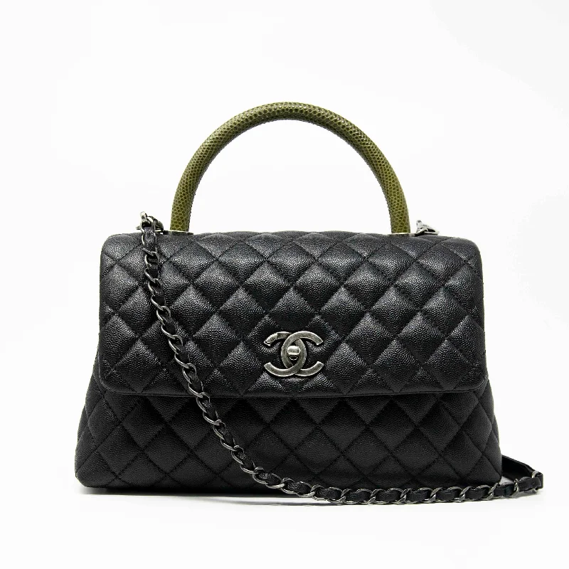 Chanel Colorful Handbag for Spring OutfitsChanel Black Medium Coco Lizard Handle