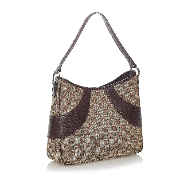 Gucci handbags for women with a back - zip pocketGucci GG Canvas Shoulder Bag (34769)