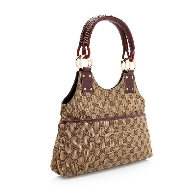 Gucci handbags for women with a beaded trimGucci GG Canvas Shoulder Bag (SHF-20621)