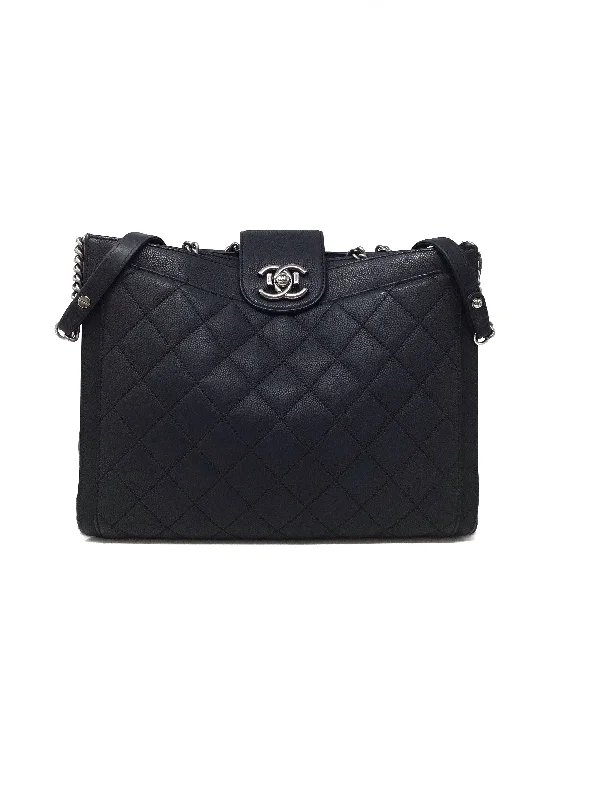 Chanel Designer Handbag with Unique DesignChanel Black/Silver WB! '16B 'Turn Around' LG Accordion Shopping Tote