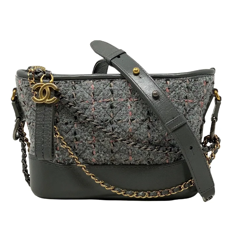 Chanel Handbag with Adjustable Strap for ComfortChanel Gray Tweed Small Gabrielle Hobo Bag