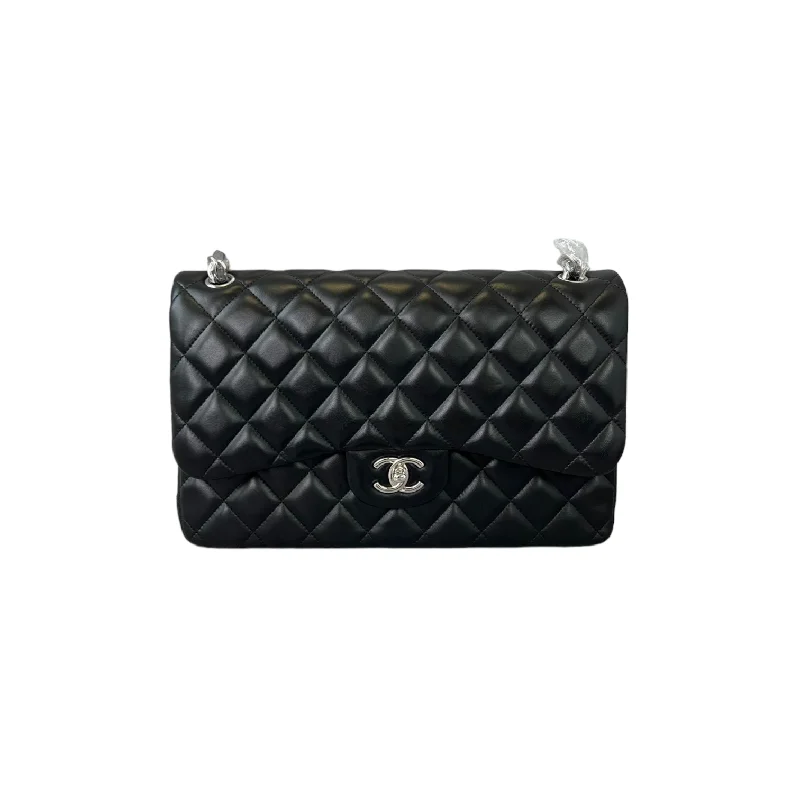 Chanel Colorful Handbag for Spring OutfitsLambskin Jumbo Double Flap Black SHW