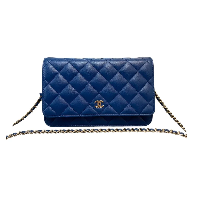 Chanel Limited Edition Handbag for CollectorsWallet On Chain WOC Lambskin Quilted Blue GHW