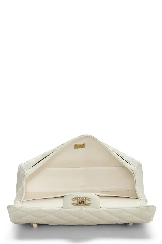 Chanel Lightweight Handbag for Daily ErrandsChanel,  White Quilted Caviar Classic Double Flap Small, White