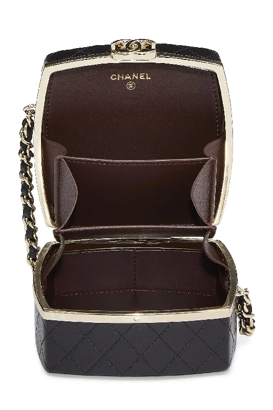 Chanel Limited Edition Handbag for CollectorsChanel,  Black Lambskin Powder Clutch On Chain, Black