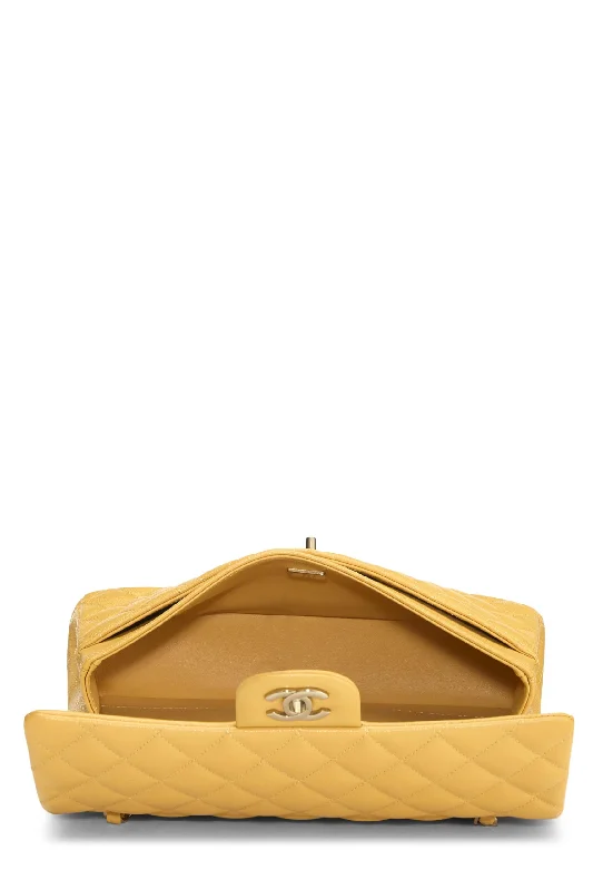 Chanel Vintage Inspired Handbag for Retro LoversChanel,  Yellow Quilted Caviar Classic Double Flap Medium, Yellow