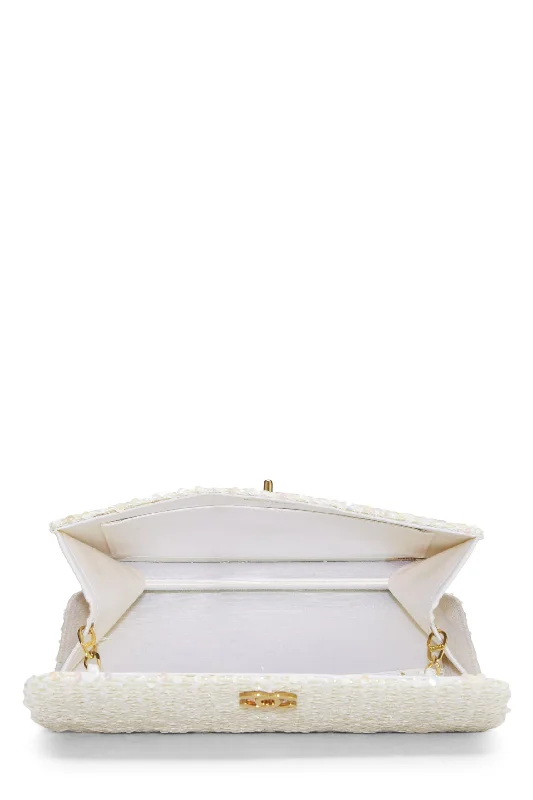 Chanel Quilted Leather Shoulder Bag for FashionistasChanel,  White Sequin Half Flap Medium, White