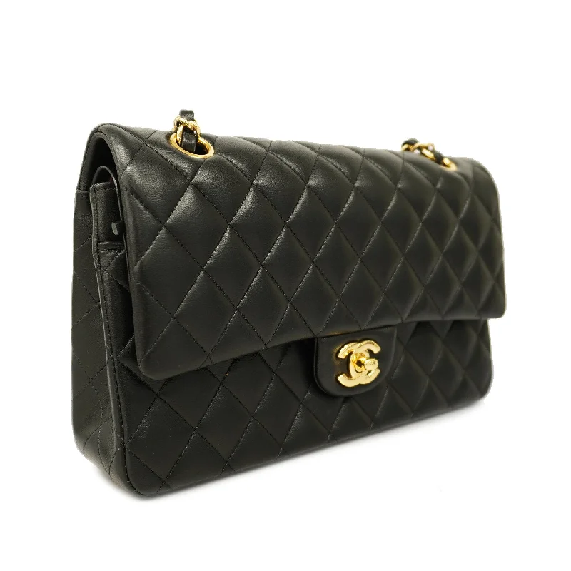 Chanel All - Match Handbag for Versatile StylingCHANEL  Matelasse W Flap W Chain Lambskin Women's Leather Shoulder Bag Black