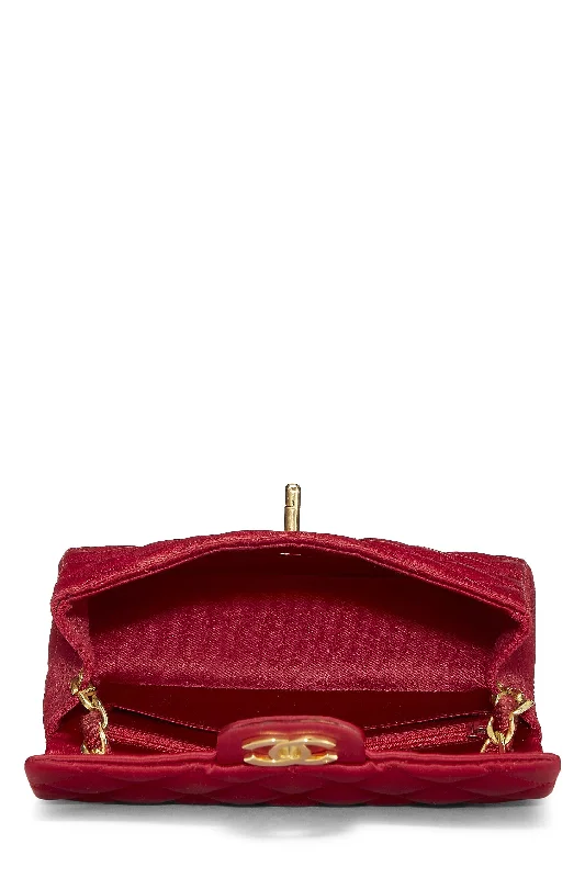 Chanel Lightweight Handbag for Daily ErrandsChanel,  Red Quilted Satin Half Flap Mini, Red