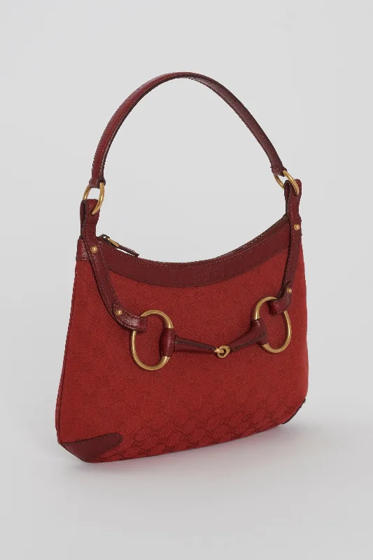 Gucci backpacks for women with a padded laptop compartmentGucci Vintage Red Monogram Canvas Horse-Bit Hobo Bag