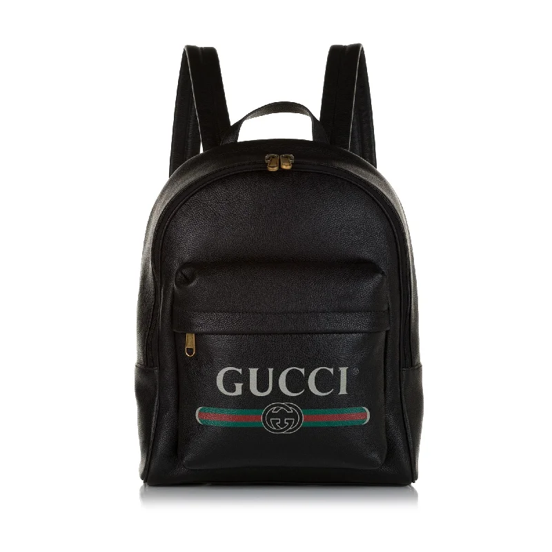 Women Gucci crossbody bags with a woven leather strapGucci Logo Leather Leather Backpack