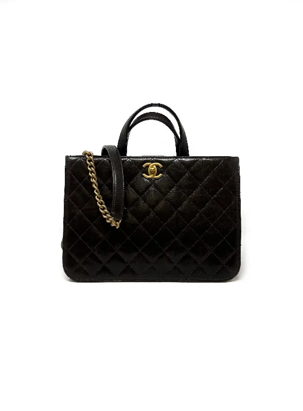 Chanel Lightweight Handbag for Daily ErrandsChanel Dark Taupe Brown '17 'Straight Line' Quilted Calfskin Accordion Shopping