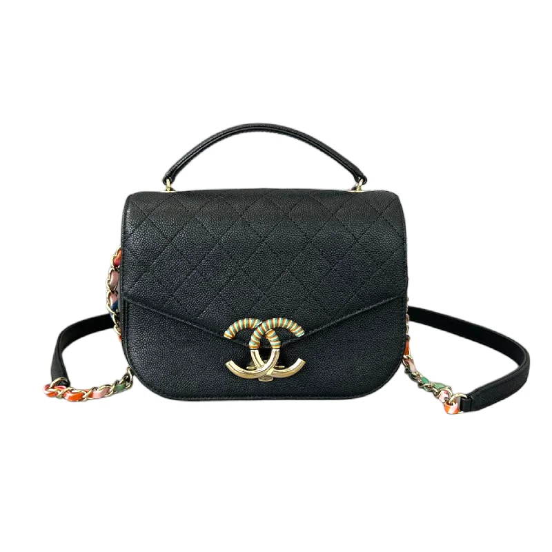 Chanel Colorful Handbag for Spring OutfitsCoco Cuba CC Flap Caviar Leather Black GHW