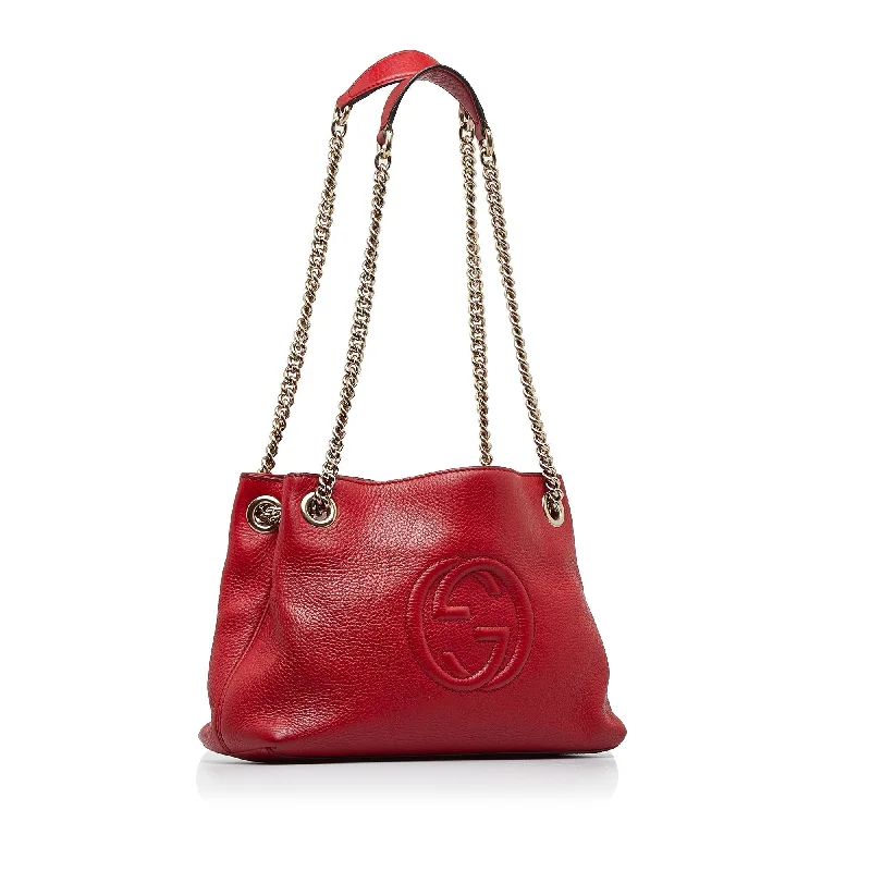 Women Gucci bags with a zippered interior pocketGucci Soho Chain Tote Red Leather