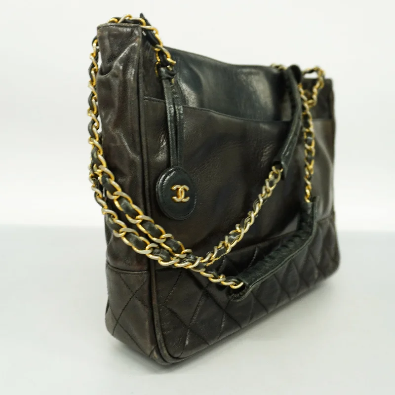 Chanel Lightweight Handbag for Daily ErrandsCHANEL  Matelasse Fringed Chain Shoulder Lambskin Women's Shoulder Bag Black