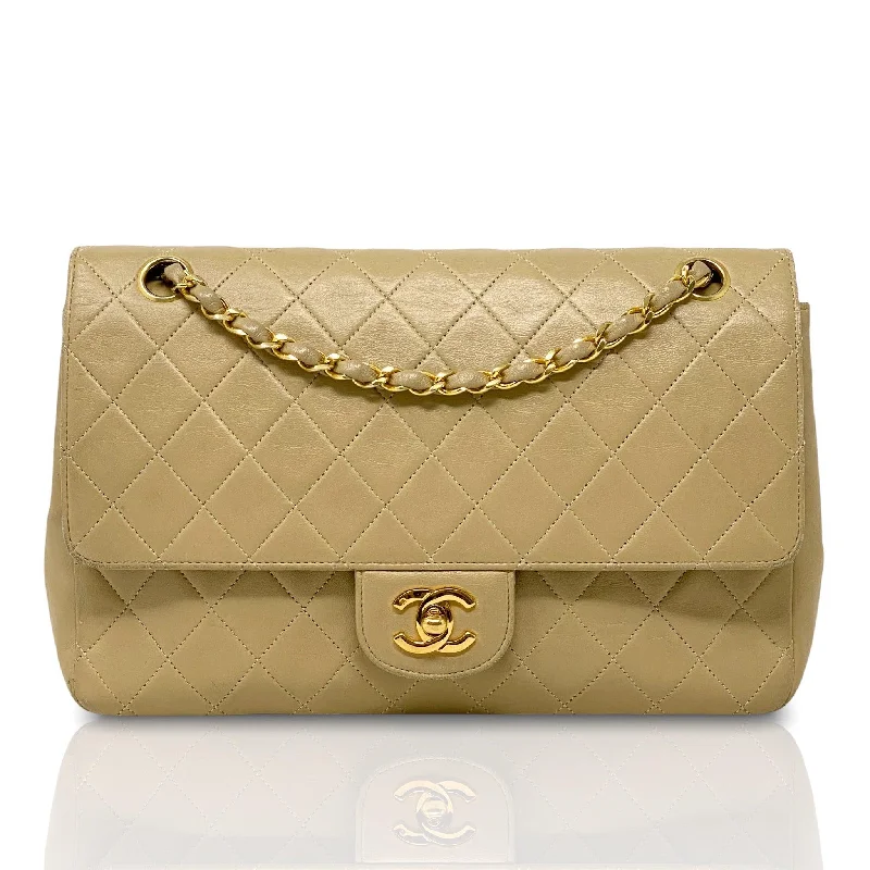 Chanel Quilted Leather Shoulder Bag for FashionistasChanel Vintage Beige Lambskin Medium Flap