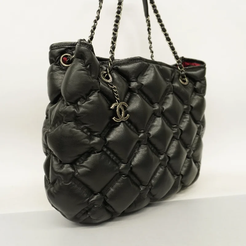 Chanel All - Match Handbag for Versatile StylingCHANEL  Bubble Quilt Chain Shoulder Women's Leather Shoulder Bag Black