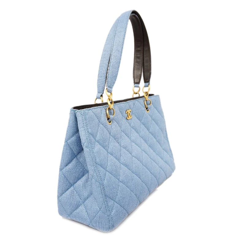 Chanel Quilted Leather Shoulder Bag for FashionistasCHANEL  Matelasse Natural Women's Straw Tote Bag Blue