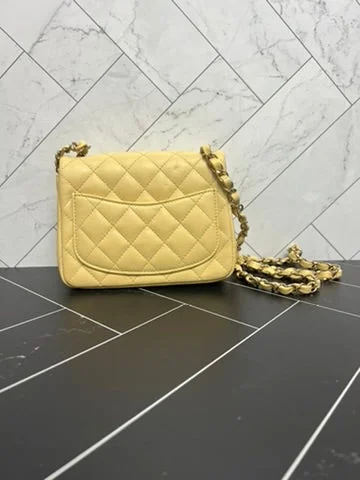 Chanel Medium Tote Bag for Office LadiesBRAND NEW Chanel Yellow Lambskin Quilted Mini Square Crossbody