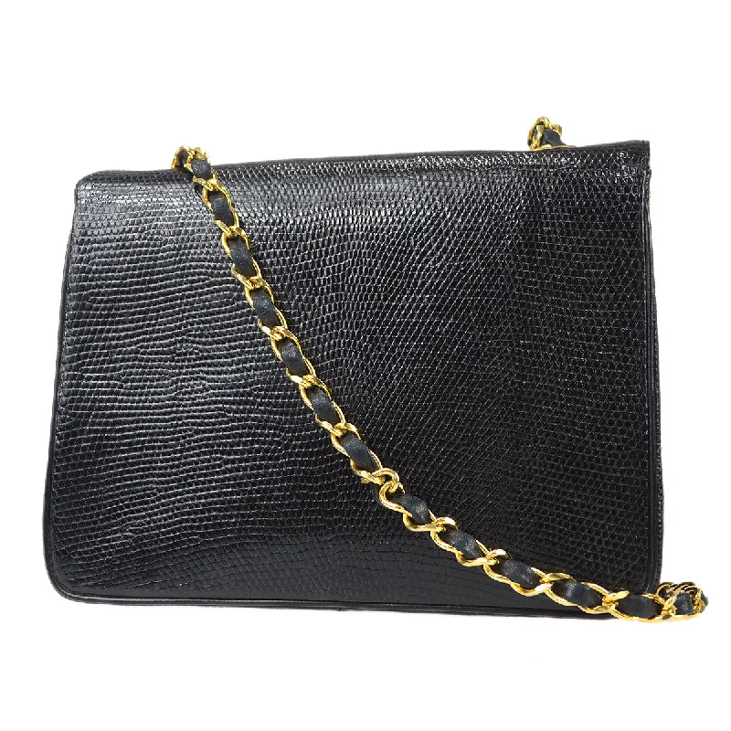 Chanel Designer Handbag with Unique DesignCHANEL  Classic Square Flap 20 Black Lizard 87982