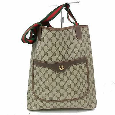 Ladies Gucci shoulder bags with a single - handle designBrand Inspired Gucci Tote Bag Brown PVC