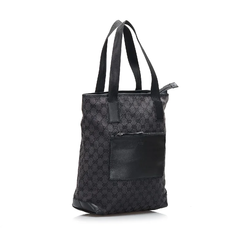 Ladies Gucci shoulder bags with a wide - width strapGucci Tote Bag Black GG Canvas