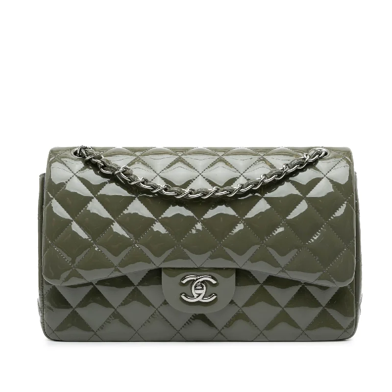 Chanel Colorful Handbag for Spring OutfitsGreen Chanel Jumbo Classic Patent Double Flap Shoulder Bag