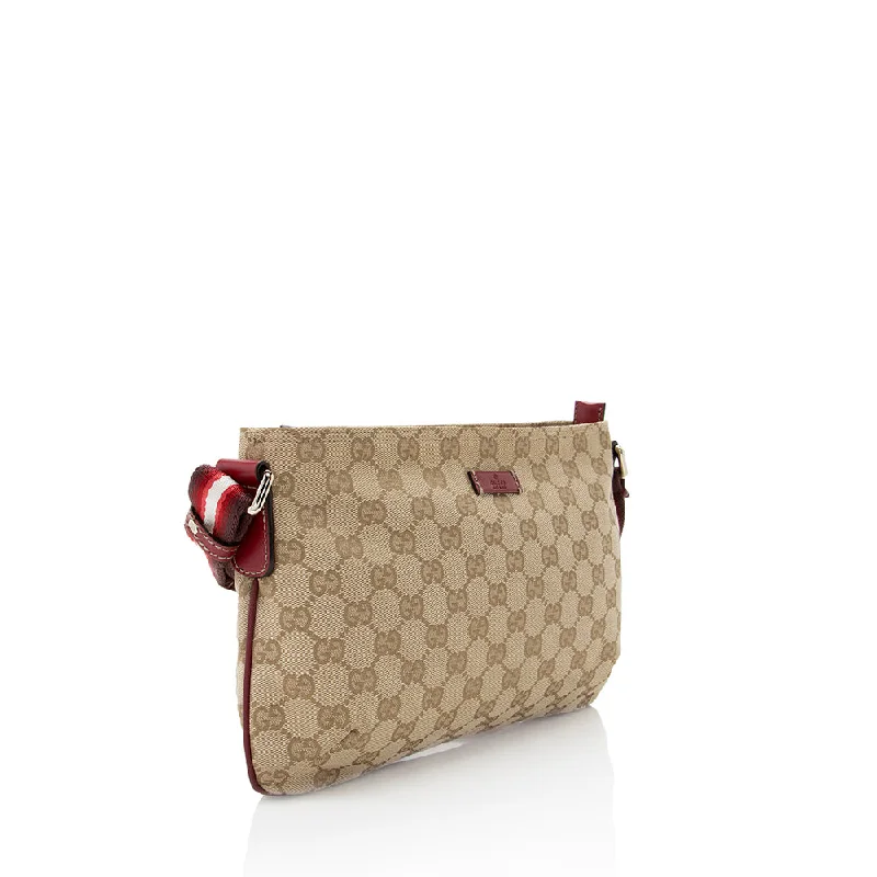 Women Gucci Sylvie bags with a leather - wrapped handleGucci GG Canvas Small Messenger Bag (SHF-18327)