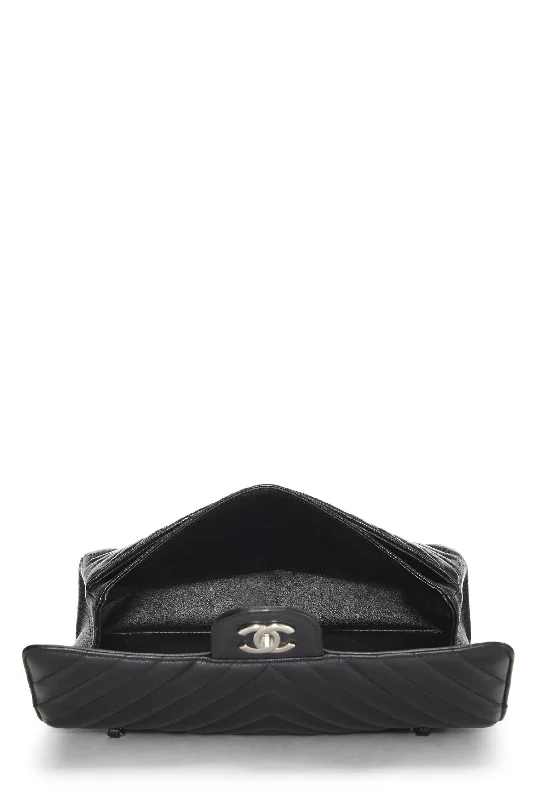 Chanel All - Match Handbag for Versatile StylingChanel,  Black Chevron Caviar Classic Double Flap Medium, Black