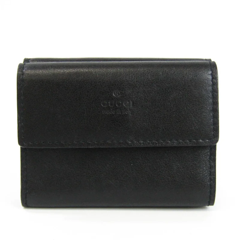 Women Gucci bags with a detachable mirror insideGucci 030 1502 1598 Unisex Leather Wallet (tri-fold) Black