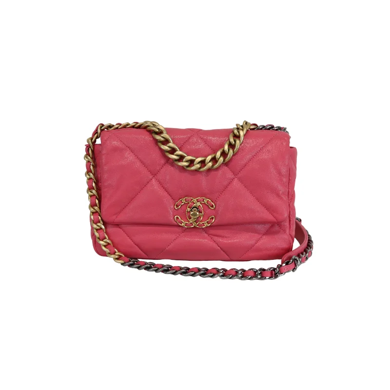 Chanel Classic Flap Bag for Evening PartyLambskin Quilted Small 19 Flap Dark Pink