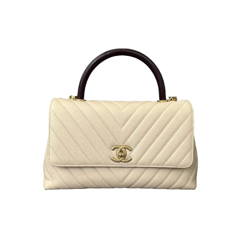 Chanel Limited Edition Handbag for CollectorsCoco Handle Medium Chevron Flap Bag White GHW