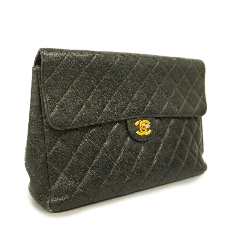 Chanel Luxury Handbag for High - End EventsCHANEL  Matelasse Big Matelasse W Chain Women's Caviar Leather Shoulder Bag Black