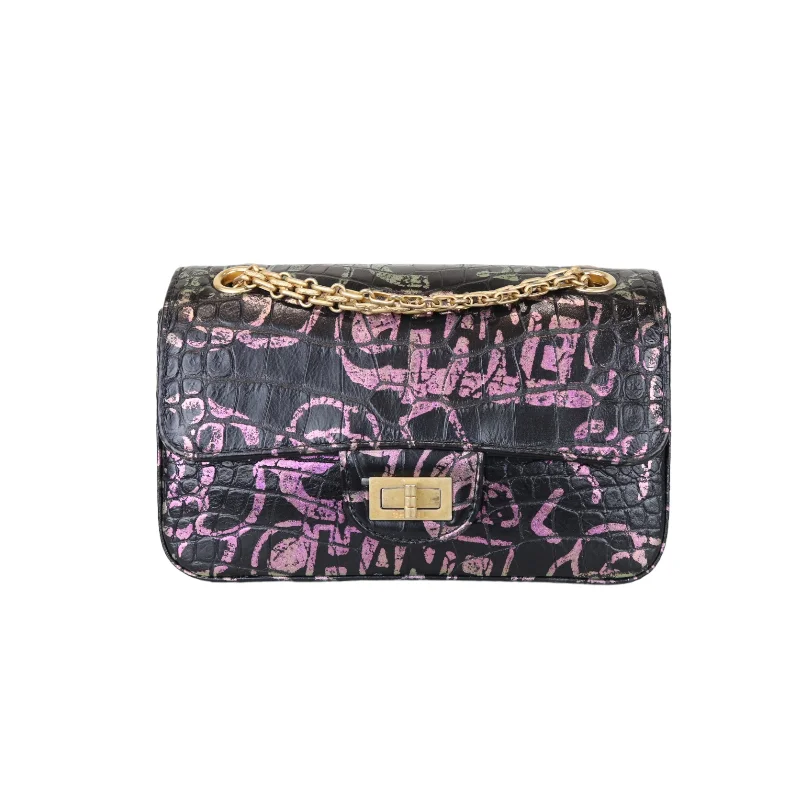 Chanel Limited Edition Handbag for Collectors19A Graffiti Croc Embossed Mini 2.55 Reissue GHW