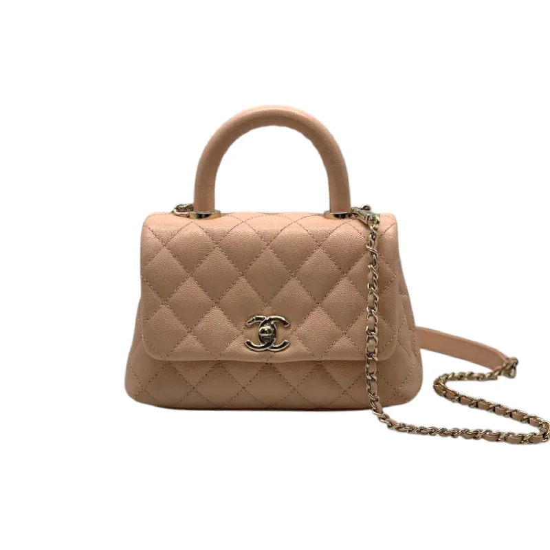 Chanel Luxury Handbag for High - End EventsCoco Handle Flap Extra Mini Caviar Quilted Beige GHW