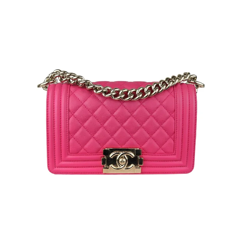 Chanel Black Handbag for Business MeetingsBoy Flap Small Calfskin Quilted Pink GHW