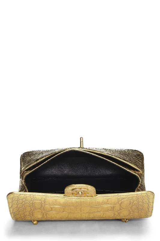 Chanel New Arrival Handbag with Gold HardwareChanel,  Gold Embossed Classic Double Flap Small, Gold