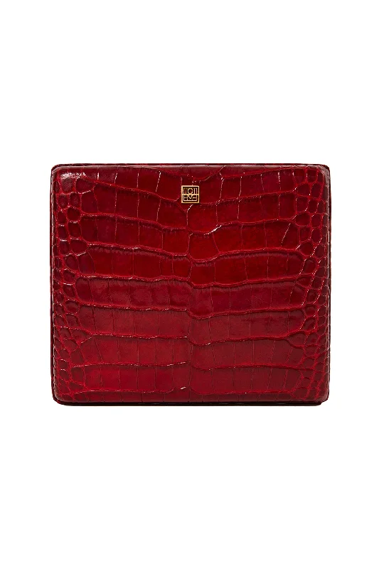 Chanel Designer Handbag with Unique DesignRed croco evening clutch