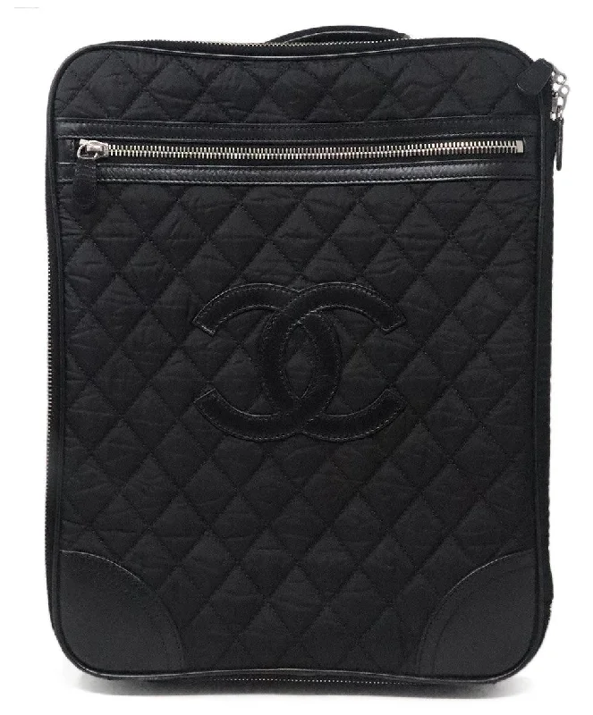 Chanel Classic Flap Bag for Evening PartyChanel Black Quilted Nylon Luggage