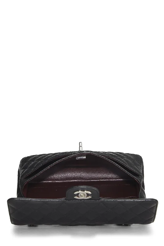 Chanel Black Handbag for Business MeetingsChanel,  Black Quilted Caviar Classic Double Flap Medium, Black