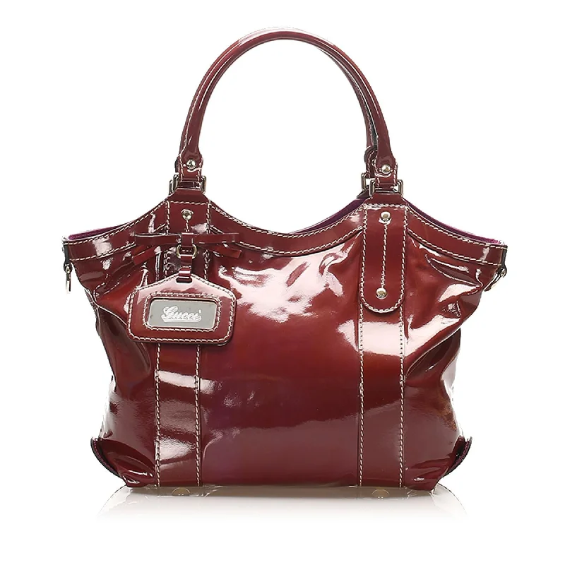 Ladies Gucci Dionysus bags with a star - shaped charmGucci Vanity Patent Leather Tote Bag (SHG-15366)