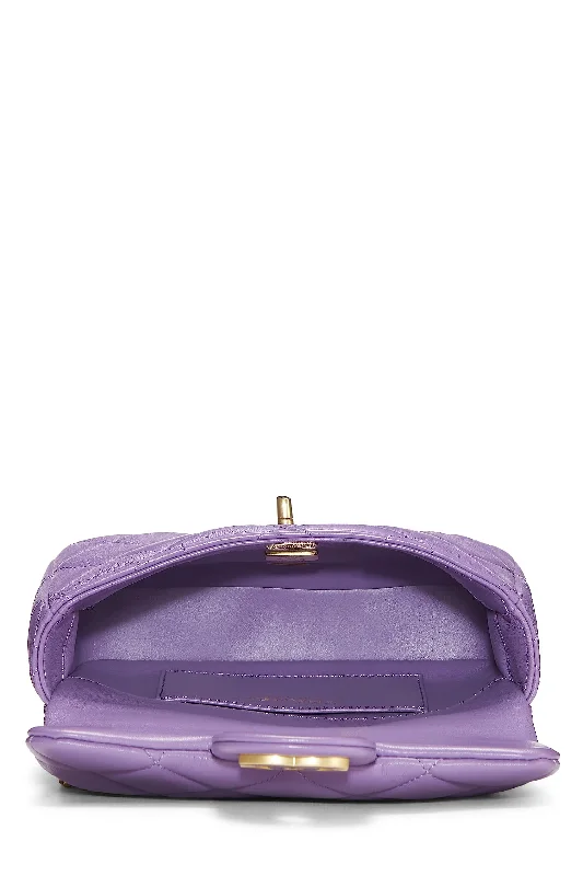 Chanel Lightweight Handbag for Daily ErrandsChanel,  Purple Lambskin Pending CC Square Flap Mini, Purple