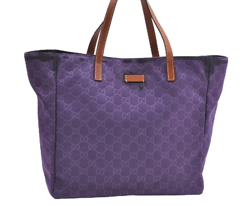 Gucci Marmont bags for women with a snakeskin - effect panelAuthentic GUCCI Vintage Shoulder Tote Bag GG Nylon Leather 282439 Purple 9000G