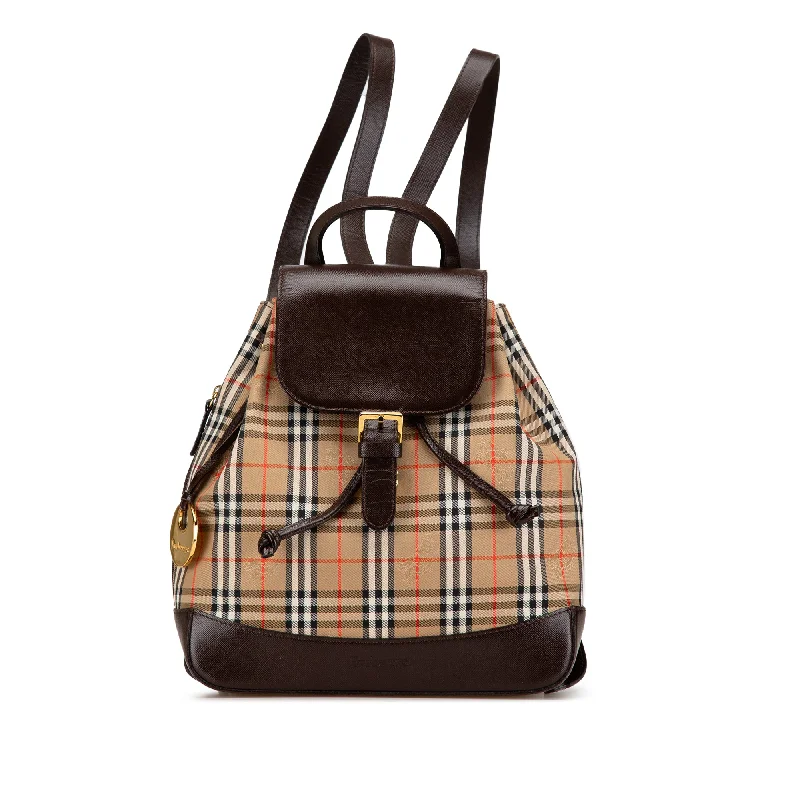 Chanel Designer Handbag with Unique DesignBrown Burberry Haymarket Check Canvas Backpack