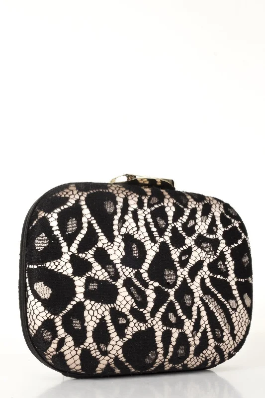 Christian Dior Saddle bags with a studded trim for a bold lookChristian Dior Black Lace Evening Bag