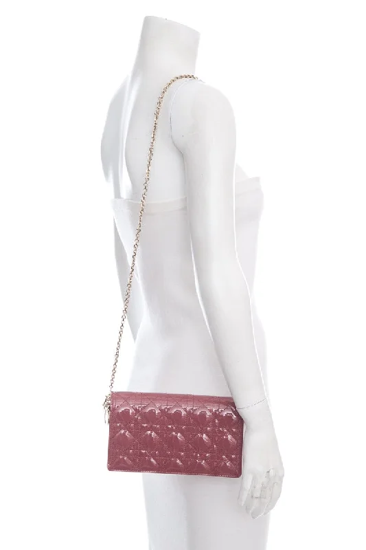 Christian Dior crossbody bags with a front - flap pocket for easy accessChristian Dior Blush Patent Lady Dior Pouch Cross-Body