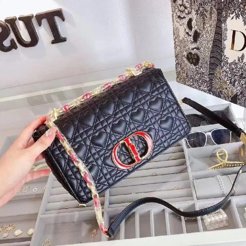 Christian Dior handbags with a detachable mirror for on - the - go touch - upsChristian Dior Caro Bag Black