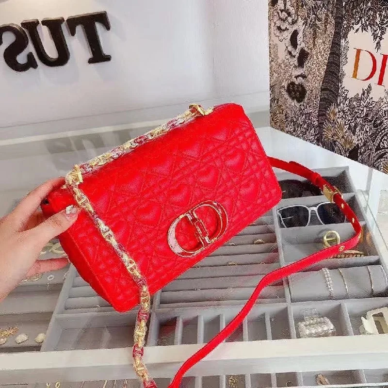 Christian Dior crossbody bags with a front - flap pocket for easy accessChristian Dior Caro Bag Red