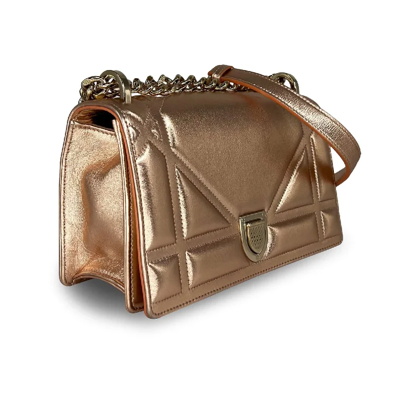 Christian Dior handbags with a back - pocket for quick storageChristian Dior Diorama rose gold chain bag