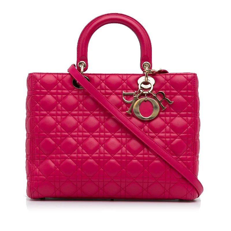 Christian Dior bags with a quilted pattern and gold - toned hardwareDior Lady Dior Large Pink Cannage Quilted Leather